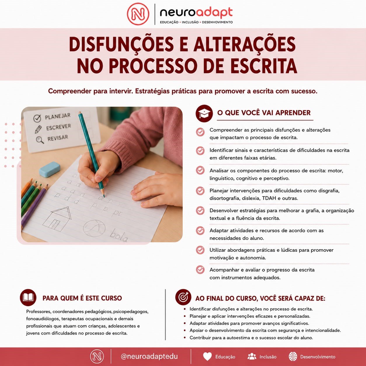 Curso Disfunções e Alterações no Processo de Escrita