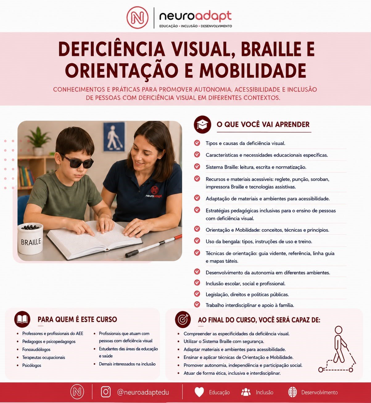 Material do curso Deficiência Visual, Braille e Orientação e Mobilidade